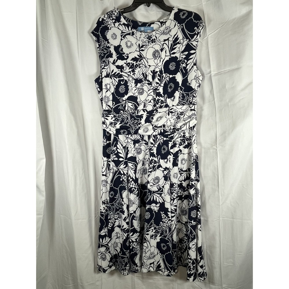 Koret Blue White Floral Sleeveless Dress Size Large - Picture 3 of 15